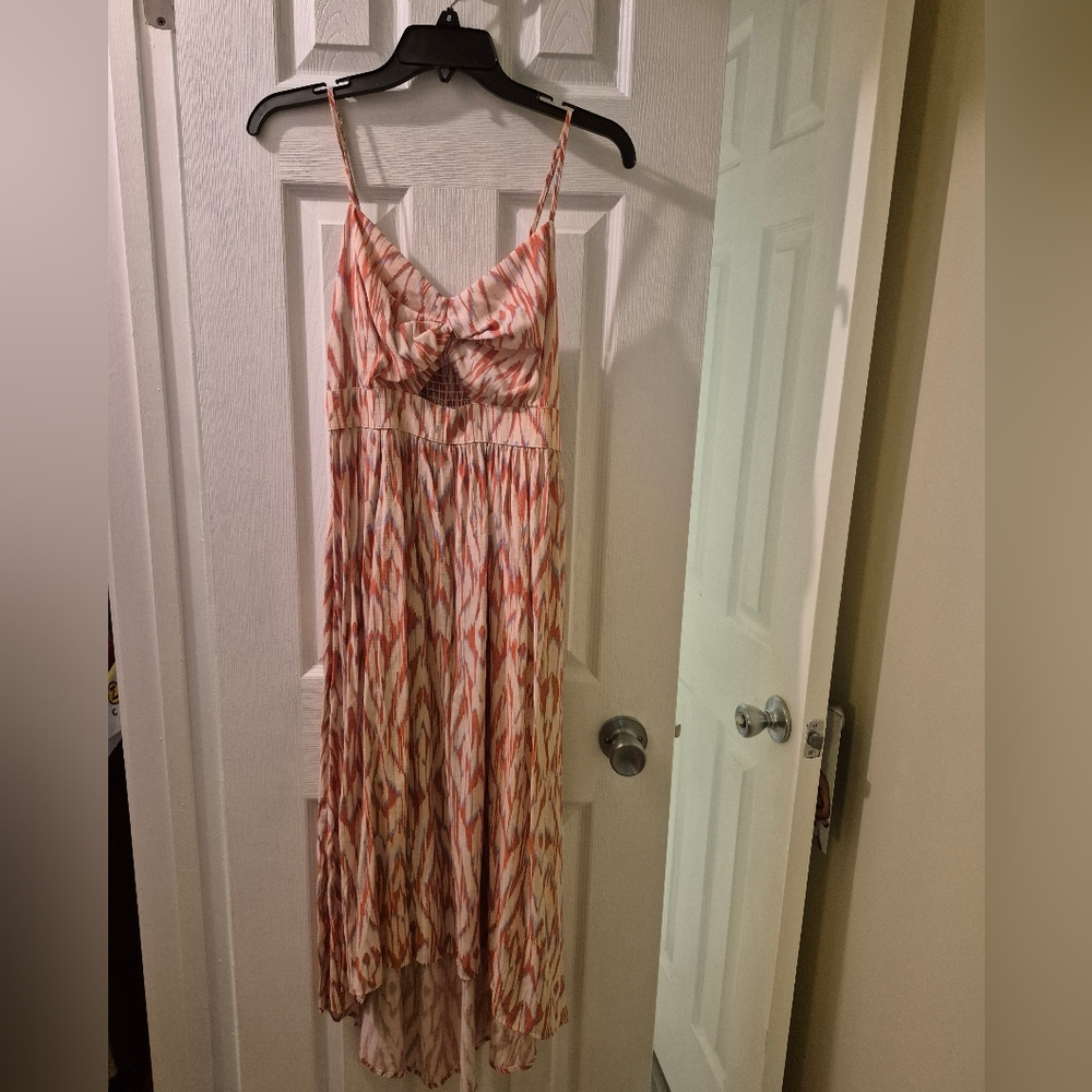 Nine West Vibrant Orange and Cream Dress